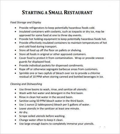 starting a small restaurant project plan