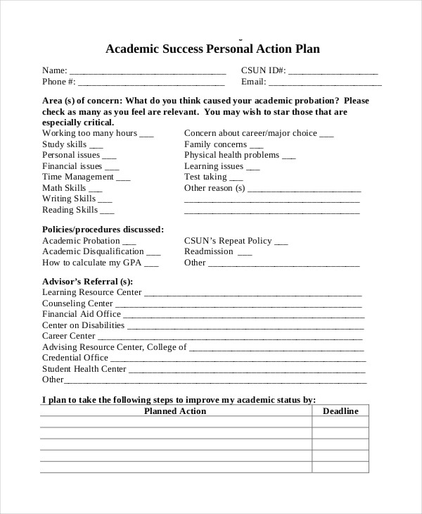 Action Plan For Students 11 Examples Format Pdf Examples