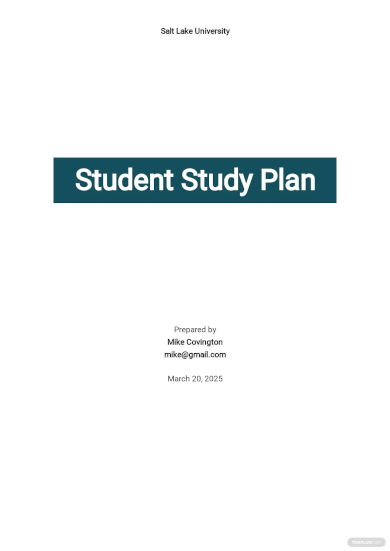 Student Study Plan Template