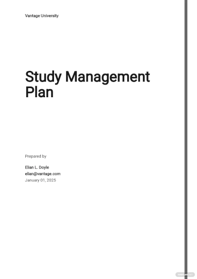 Study Management Plan Template