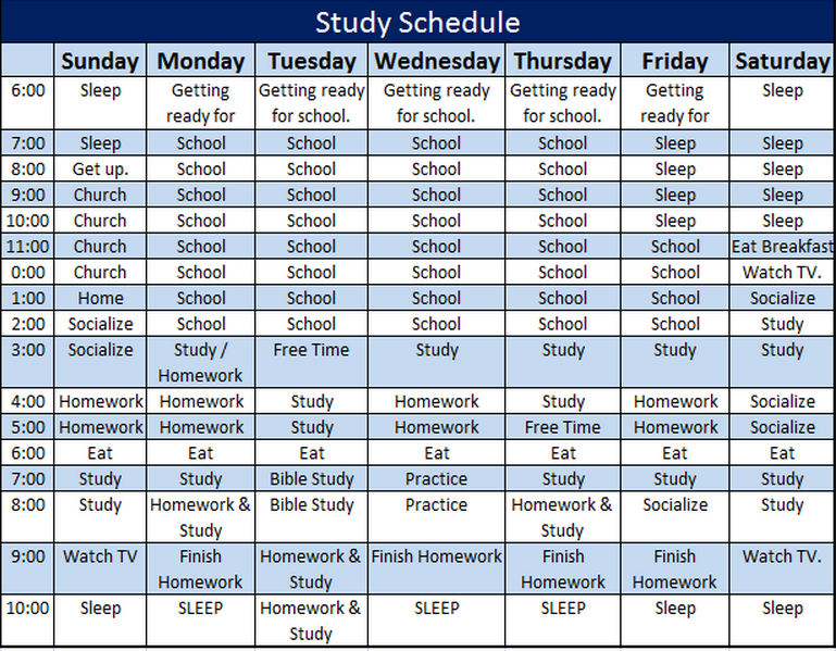 study schedule plan