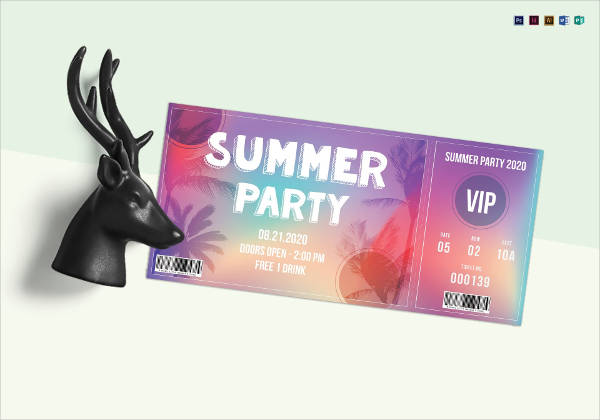 Summer Party Ticket Template 600