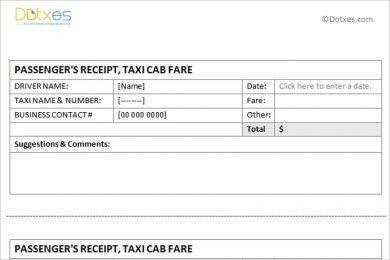 taxi cab fare receipt example1