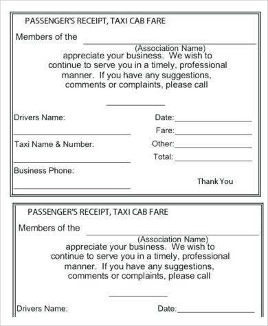 taxi fare receipt example1