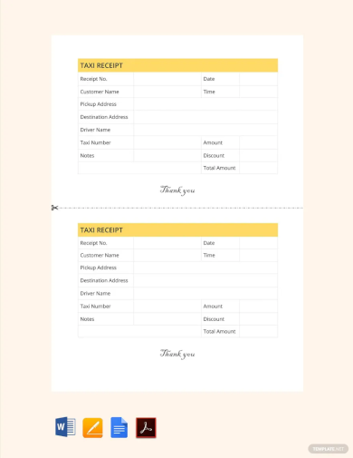 Taxi Receipt Template