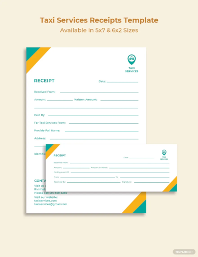 taxi services receipt template
