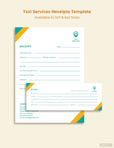 Taxi Services Receipt Template