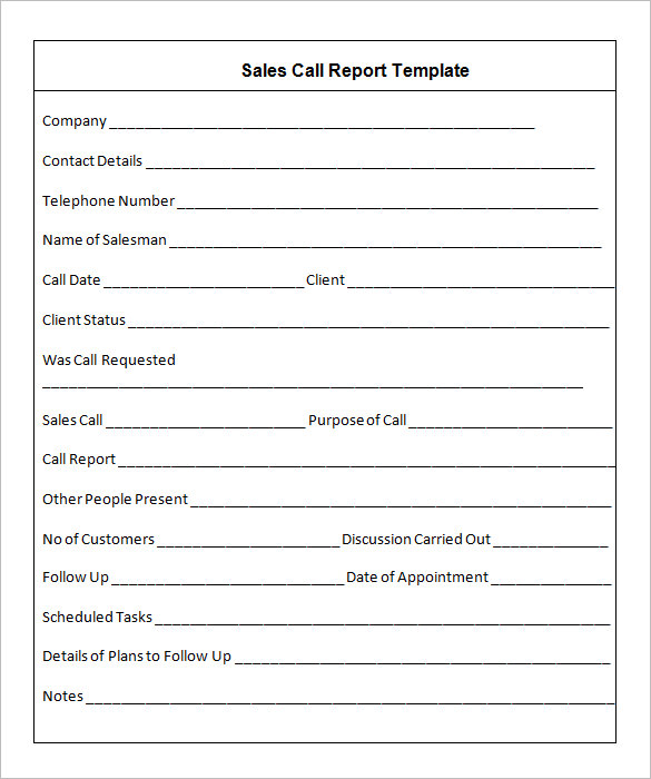 template for sales call report example