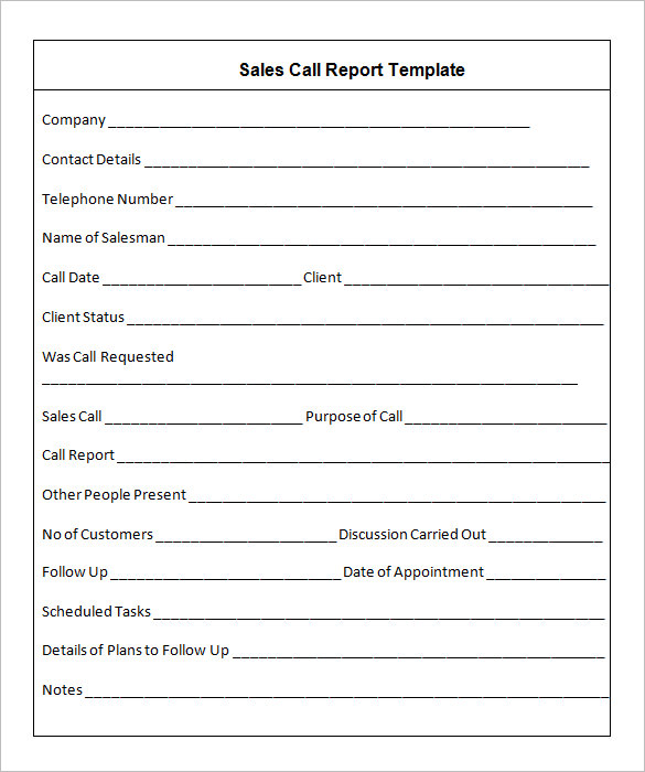 Sales Rep Visit Report Template