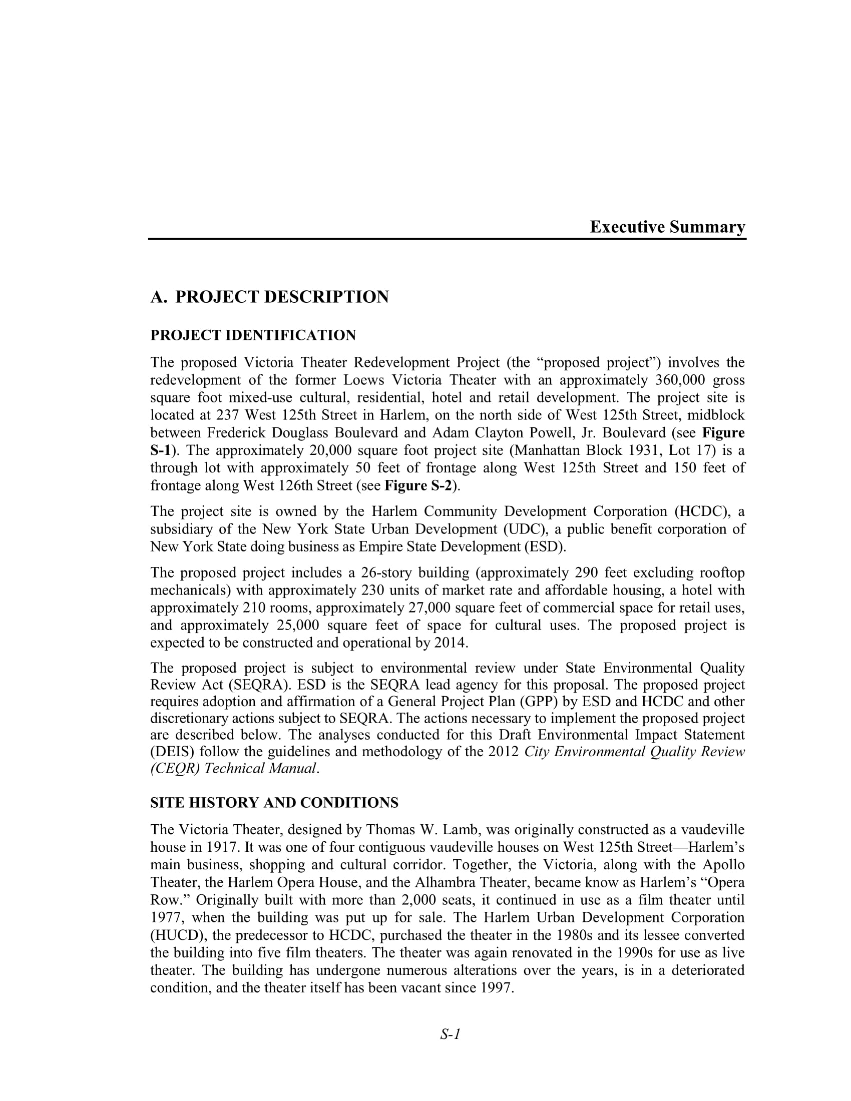 Theater Redevelopment Project Proposal Executive Summary Example