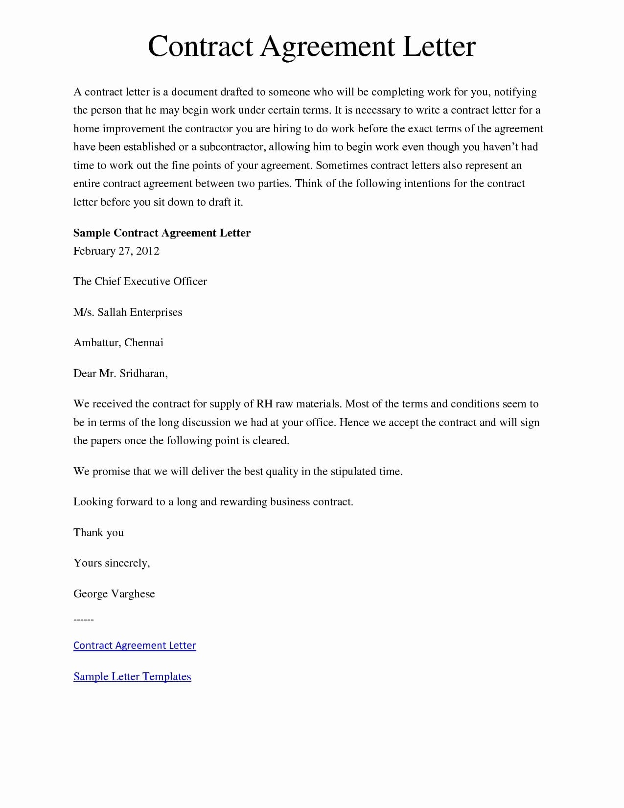 23+ Contract Agreement Letter Examples - PDF  Examples With How To Make A Business Contract Template