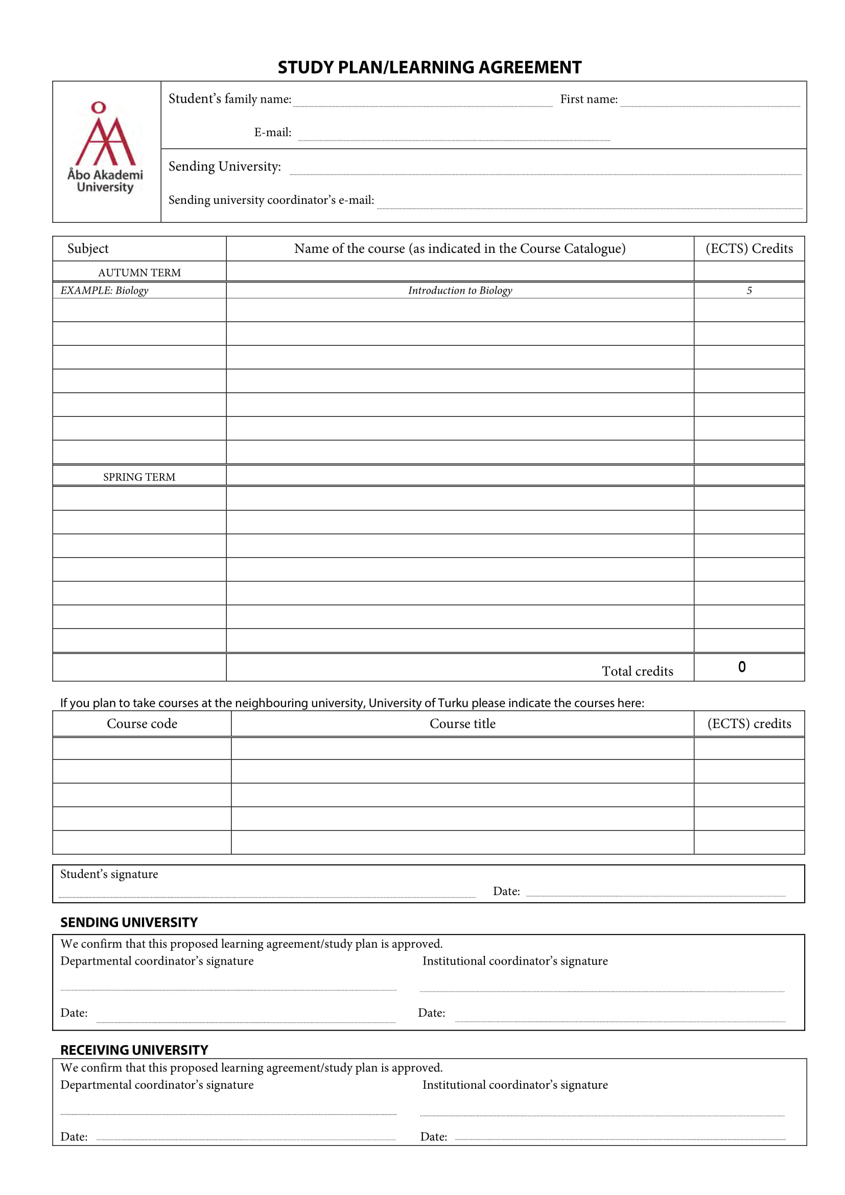 Academic Plan Template