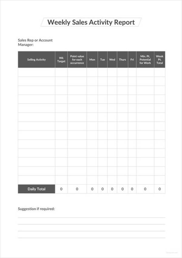 weekly sales activity report template2