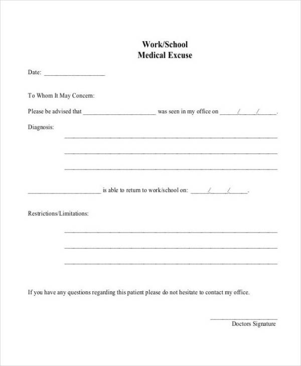 WorkSchool Excuse Note 7 Examples Format Pdf Examples