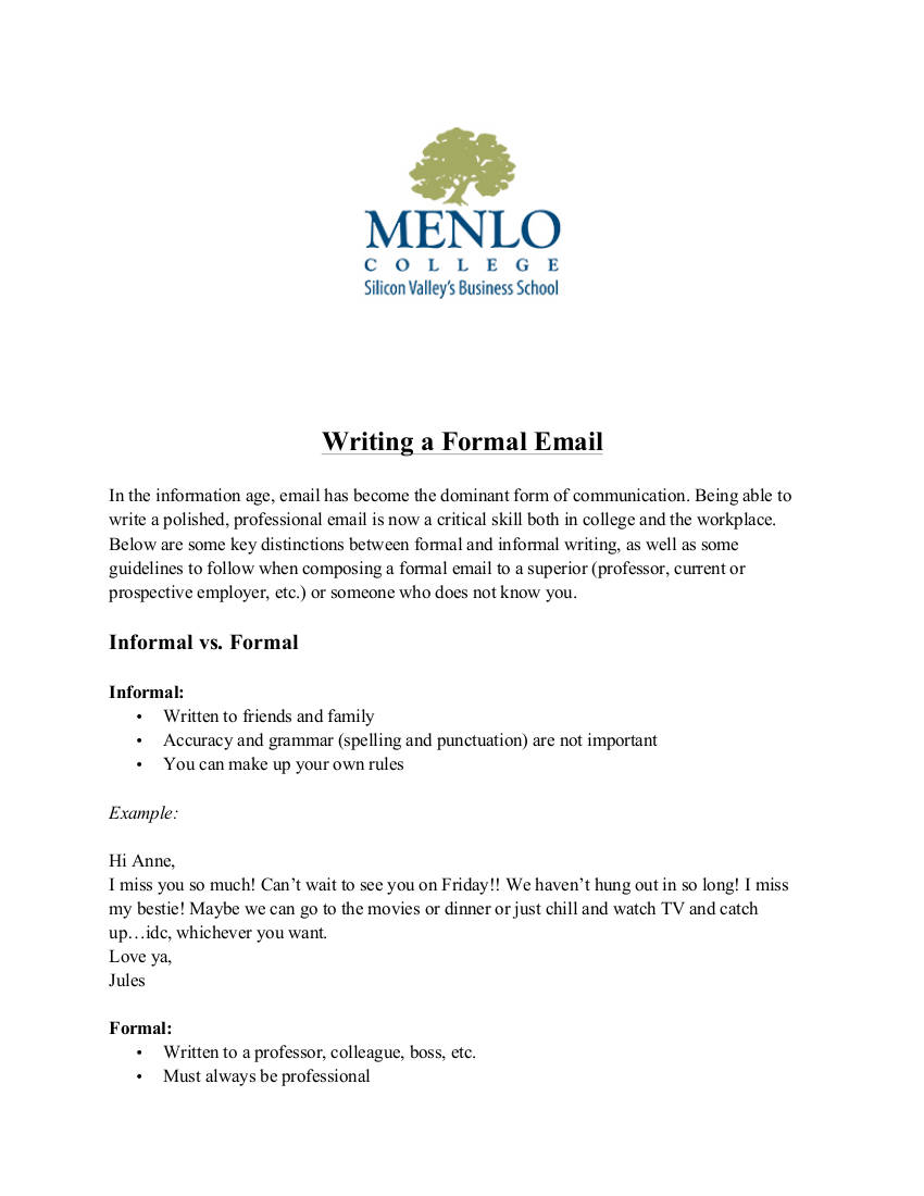 writing a formal email
