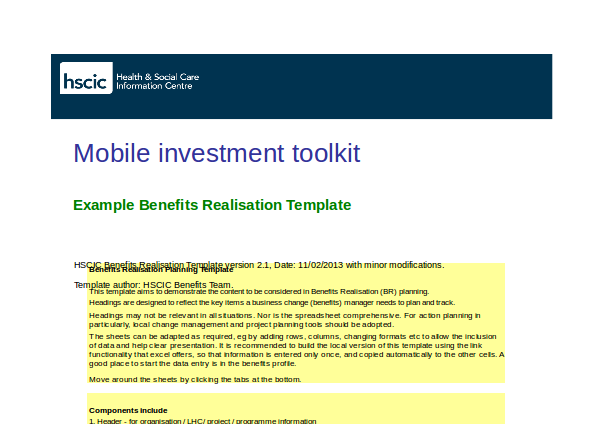 benefits realisation plan template