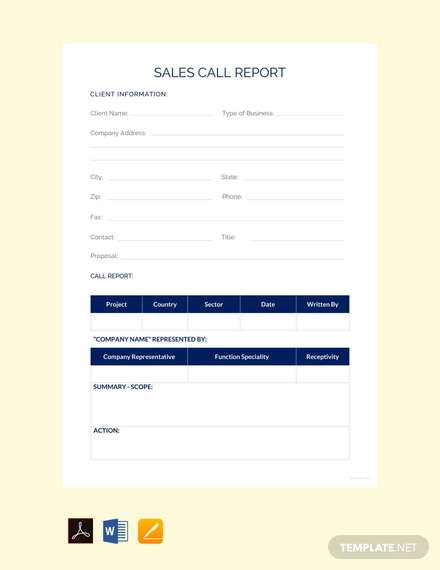 free sales call report