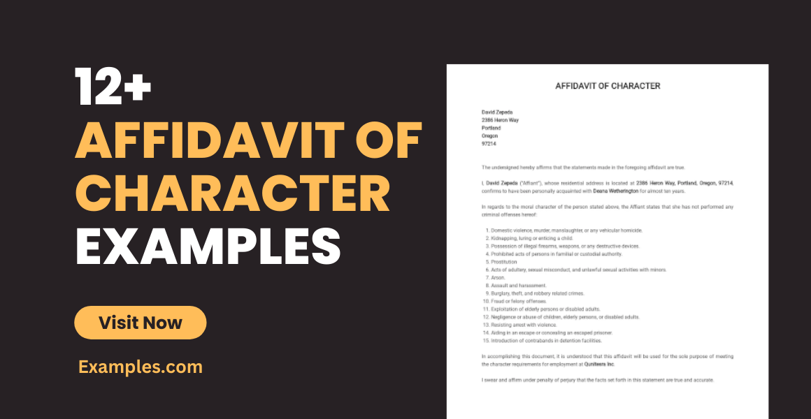 Affidavit of Character Examples
