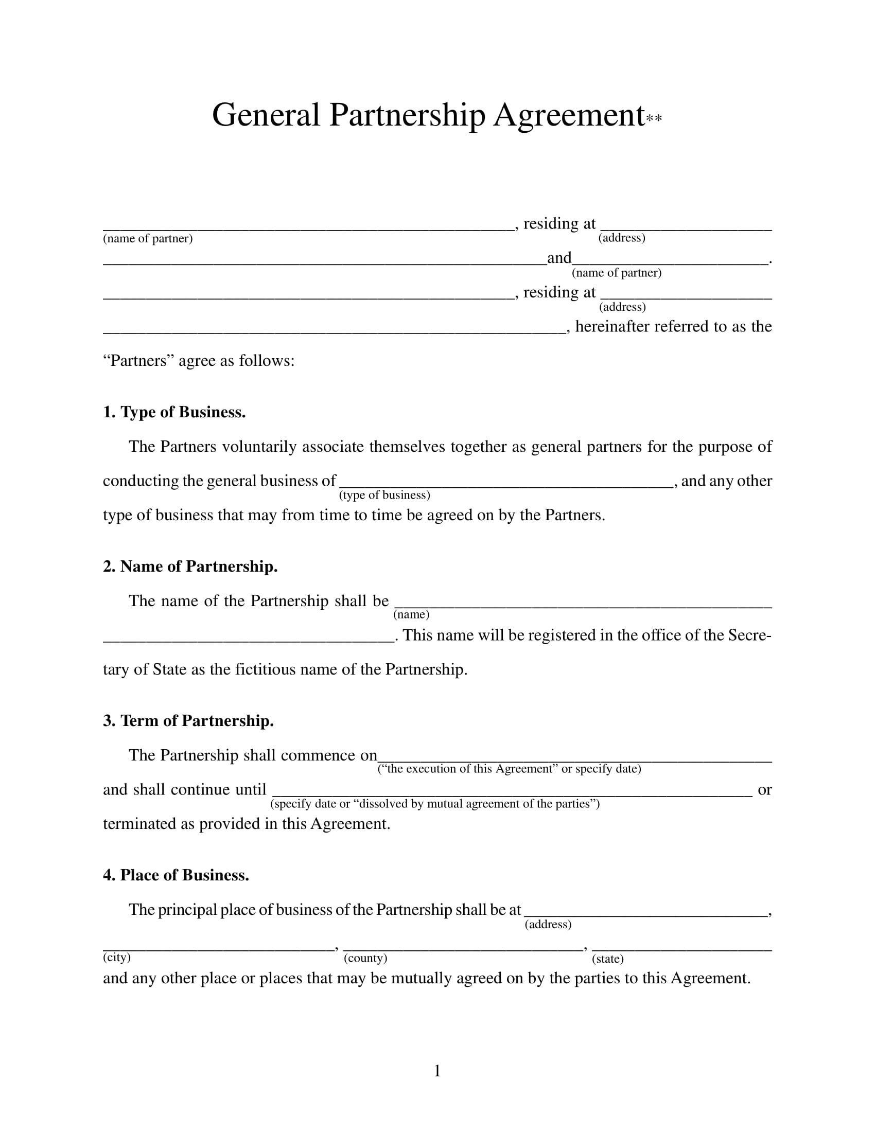 22+ 22/22 Partnership Agreement Templates Examples - PDF, DOC Regarding multiple partnership agreement template