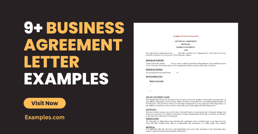 Business Agreement Letter Examples