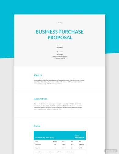 business purchase proposal template example