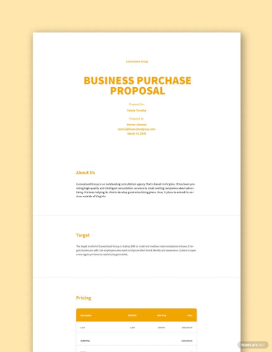 business purchase proposal template