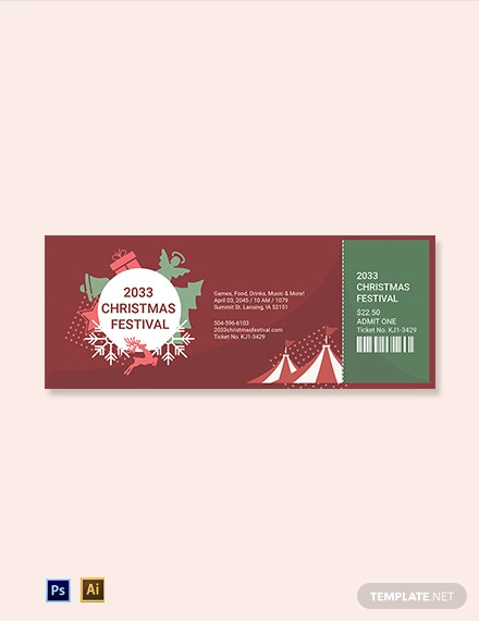 Christmas Festival Ticket Template