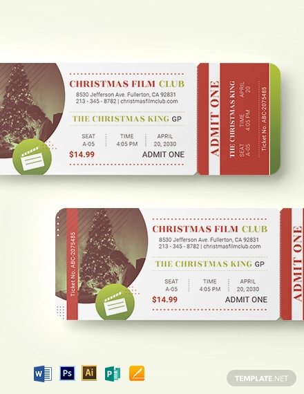 christmas movie ticket template