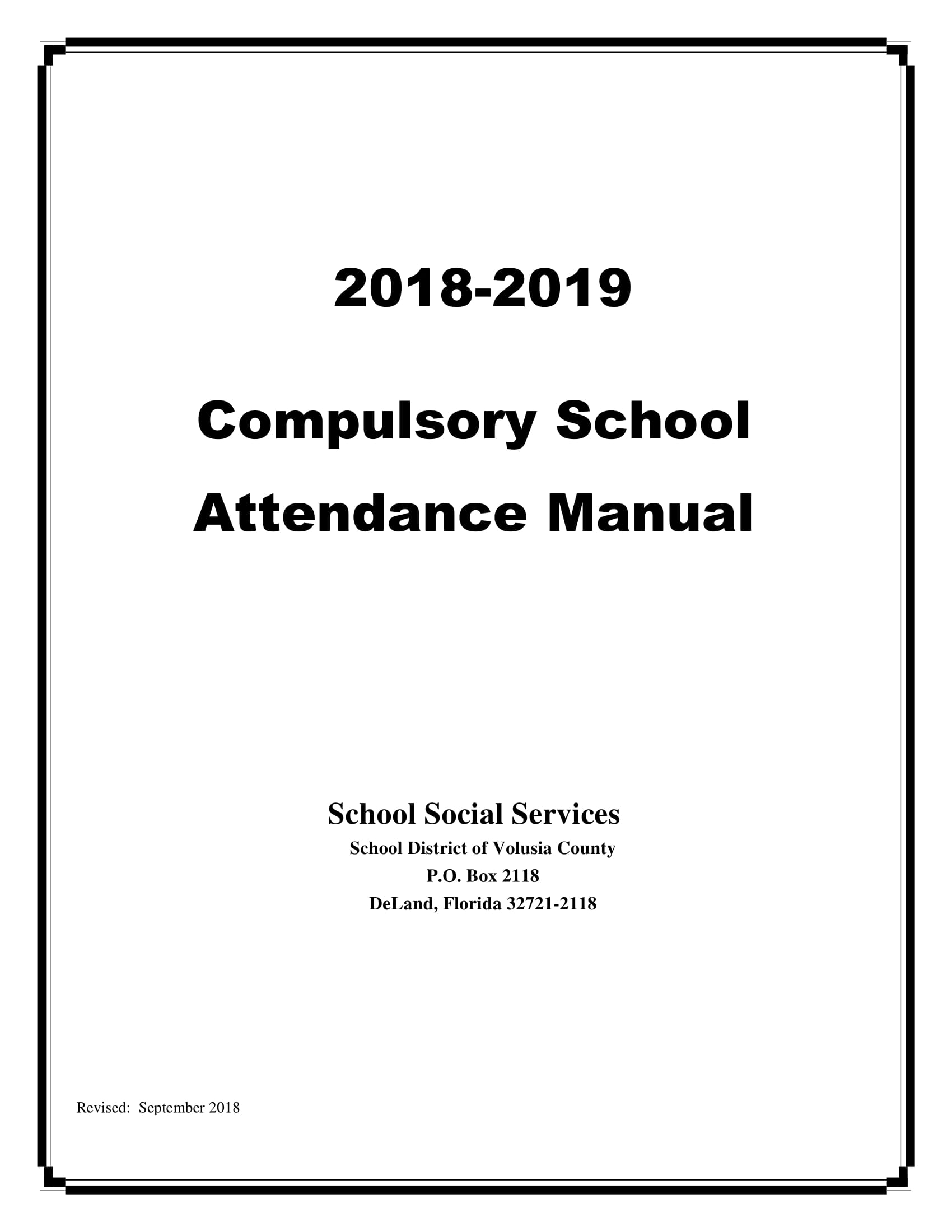 Compulsary School Attendance Manual and Contract For Students Example 001