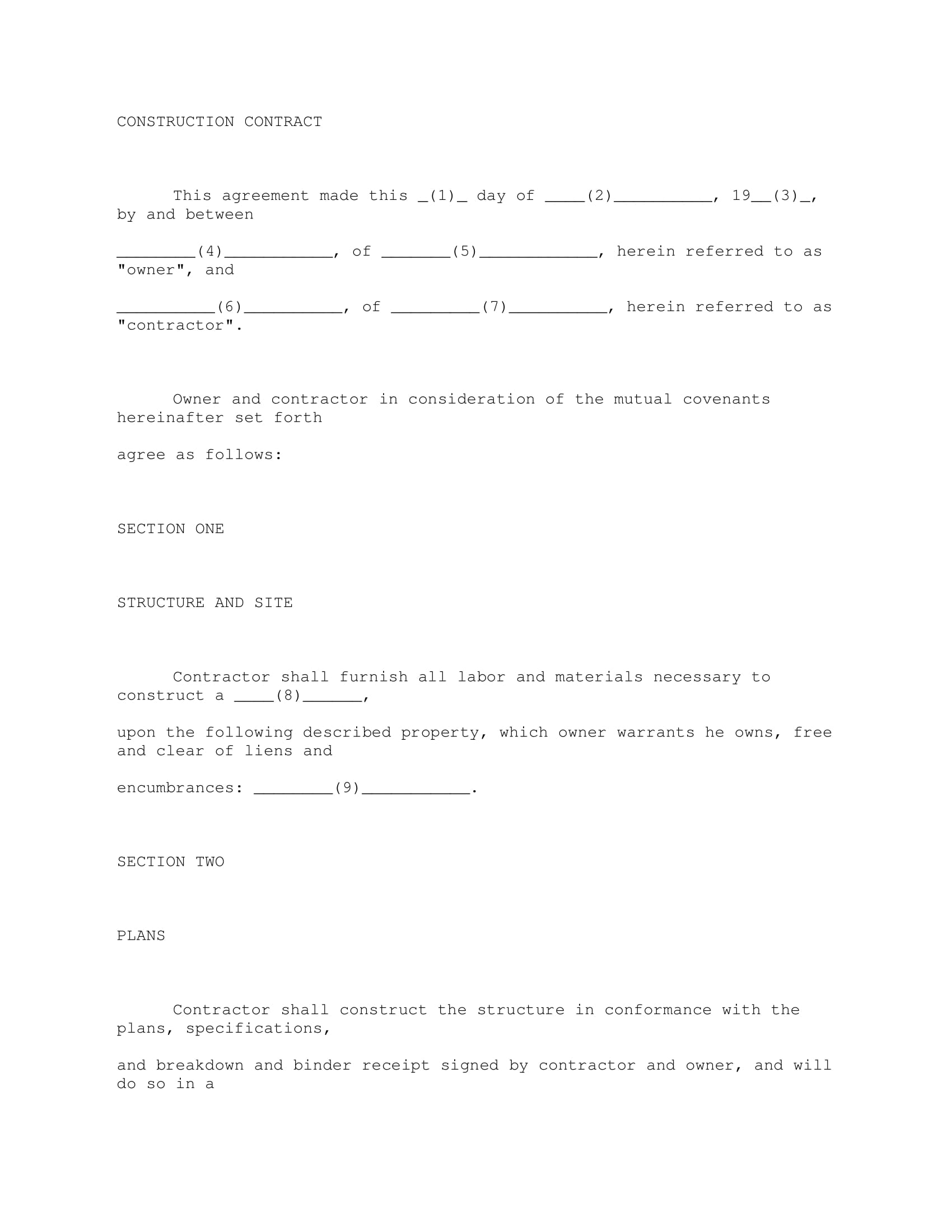 Construction Contract With Electrical Services Specifications Example 1