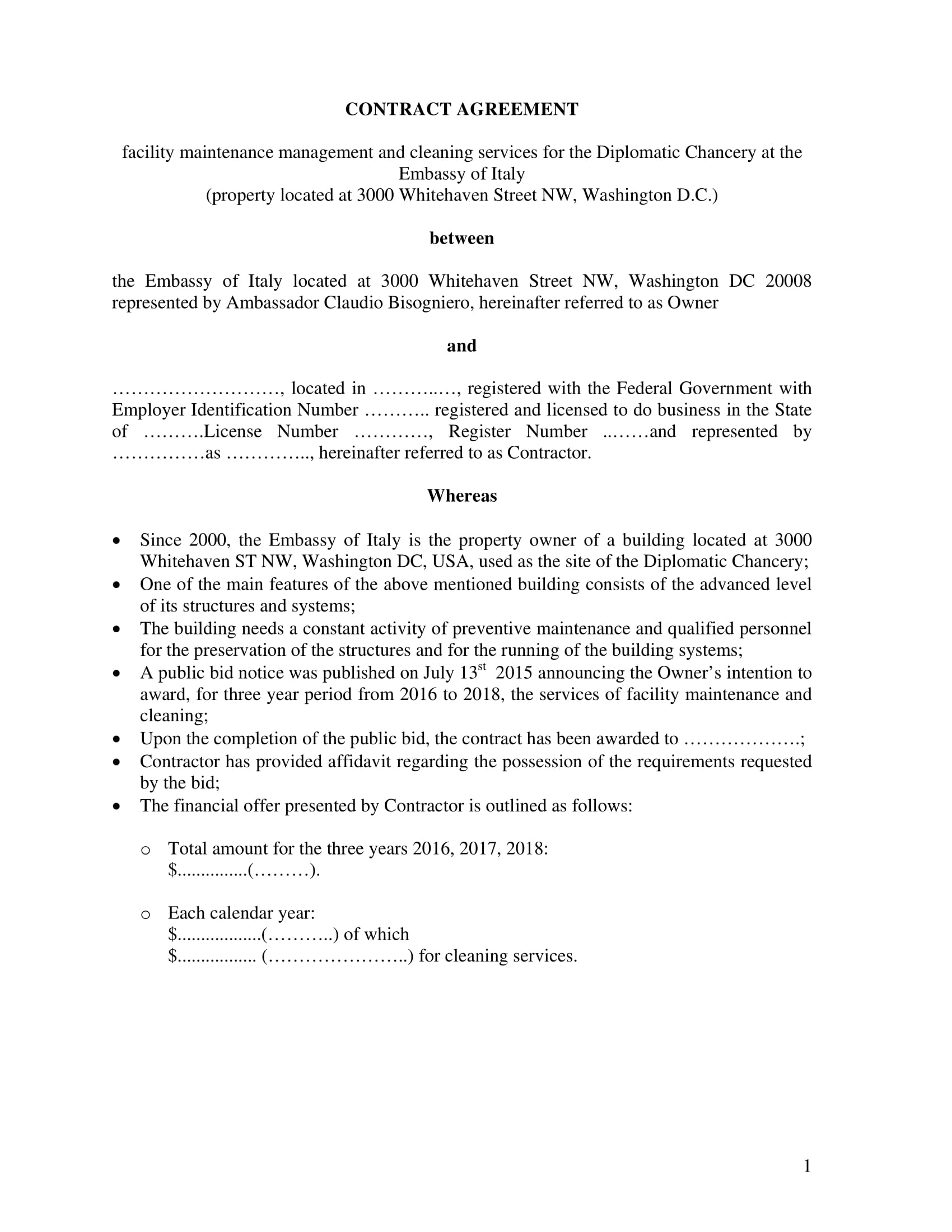 Contract Agreement For Electrical Maintenance and Other Services Template Example 01