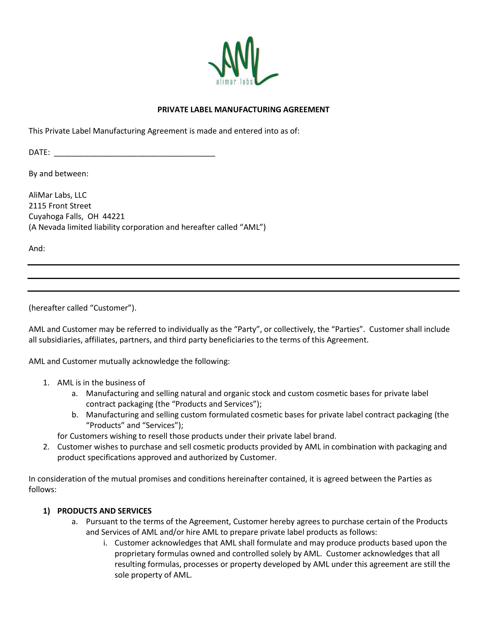 22+ Contract Manufacturing Agreement Examples in PDF  Google Docs Pertaining To own brand labelling agreement template