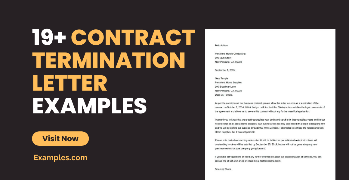 Contract Termination Letter Examples