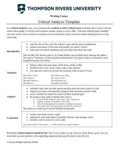 critical analysis report template example