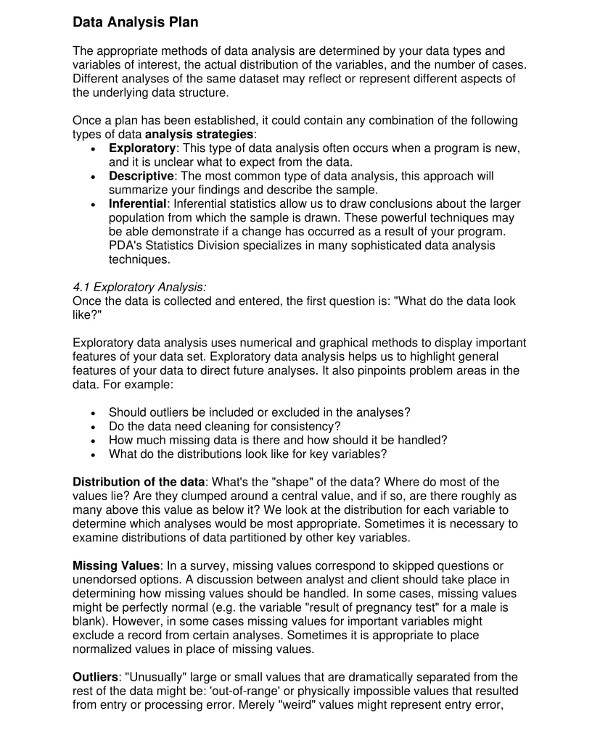 sample data analysis plan for quantitative research