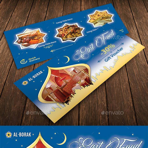 east food restaurant gift voucher design example