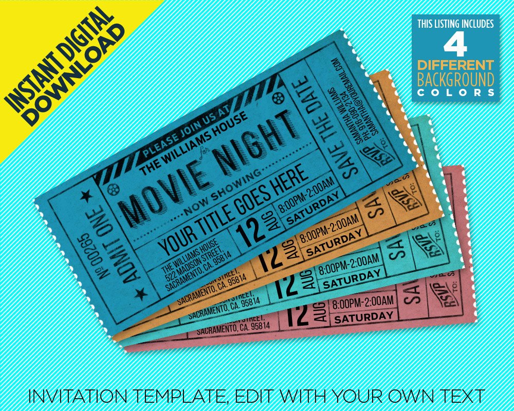 Editable Movie Ticket Example