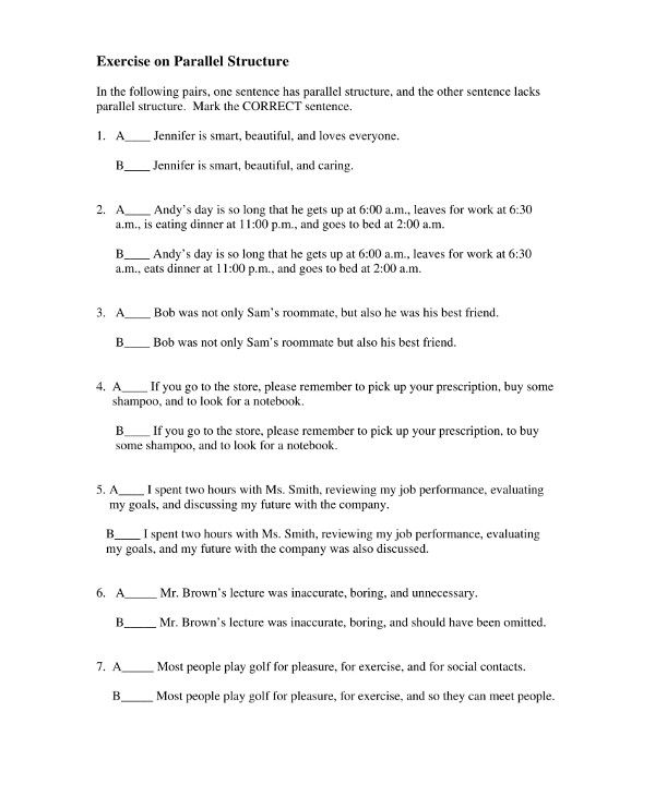 exercise on parallel structure example1