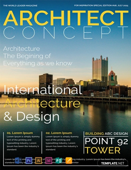 free architect magazine cover page template