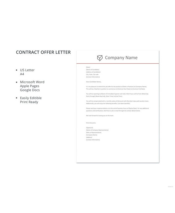 free contract offer letter template