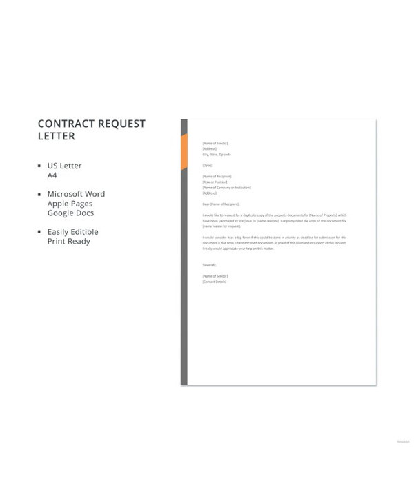 free contract request letter template