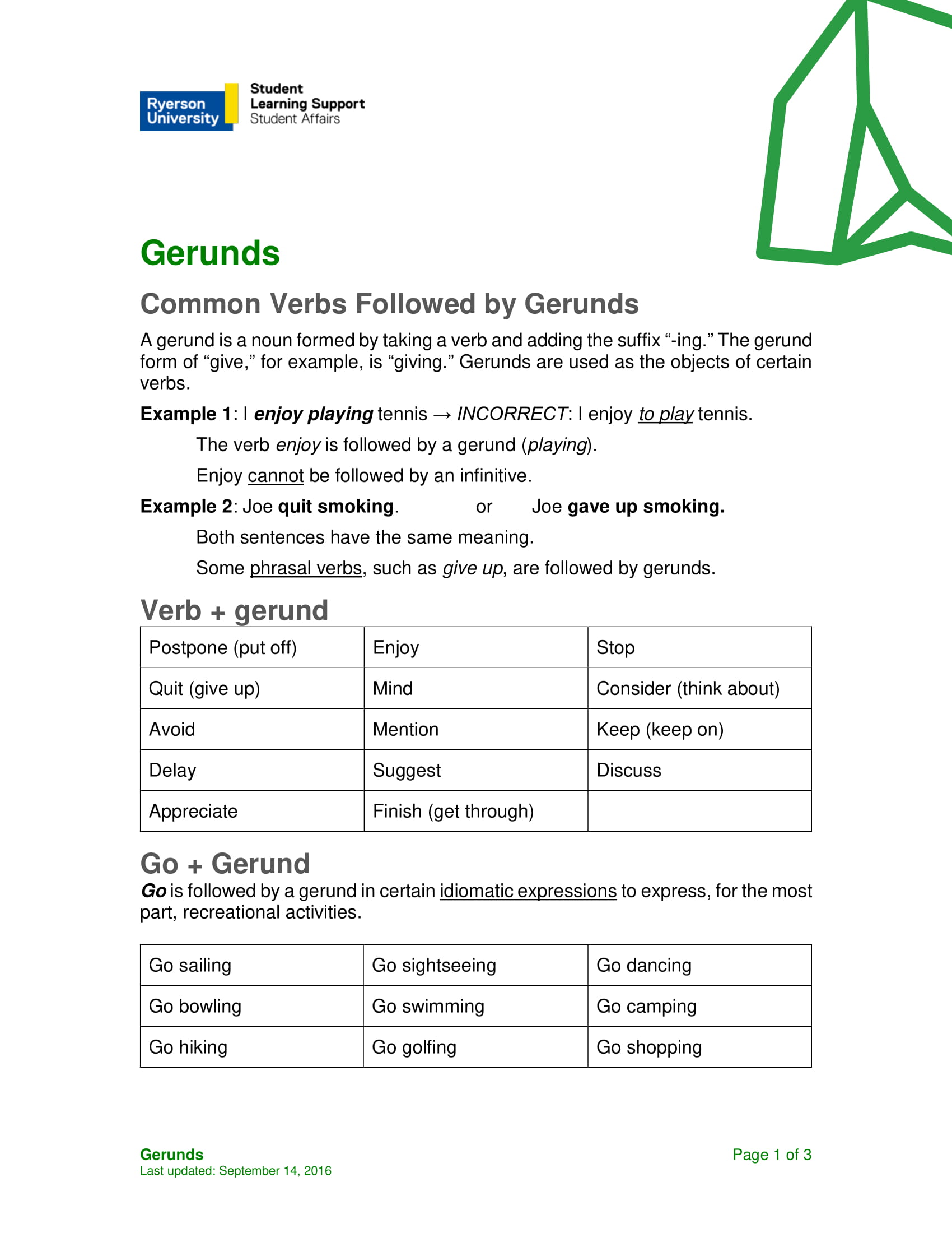 gerunds study guide example