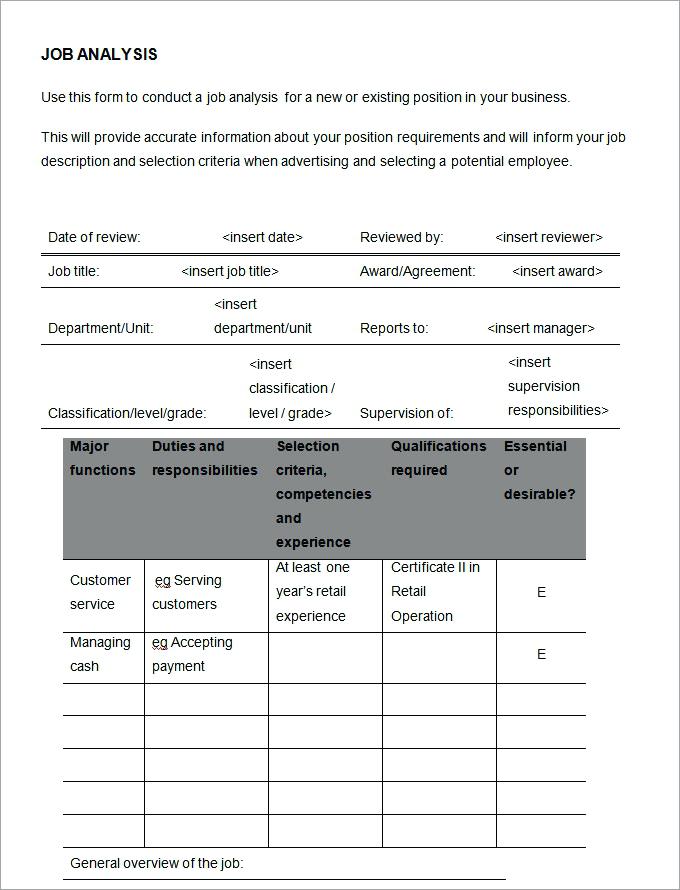 Job Analysis Formal Document