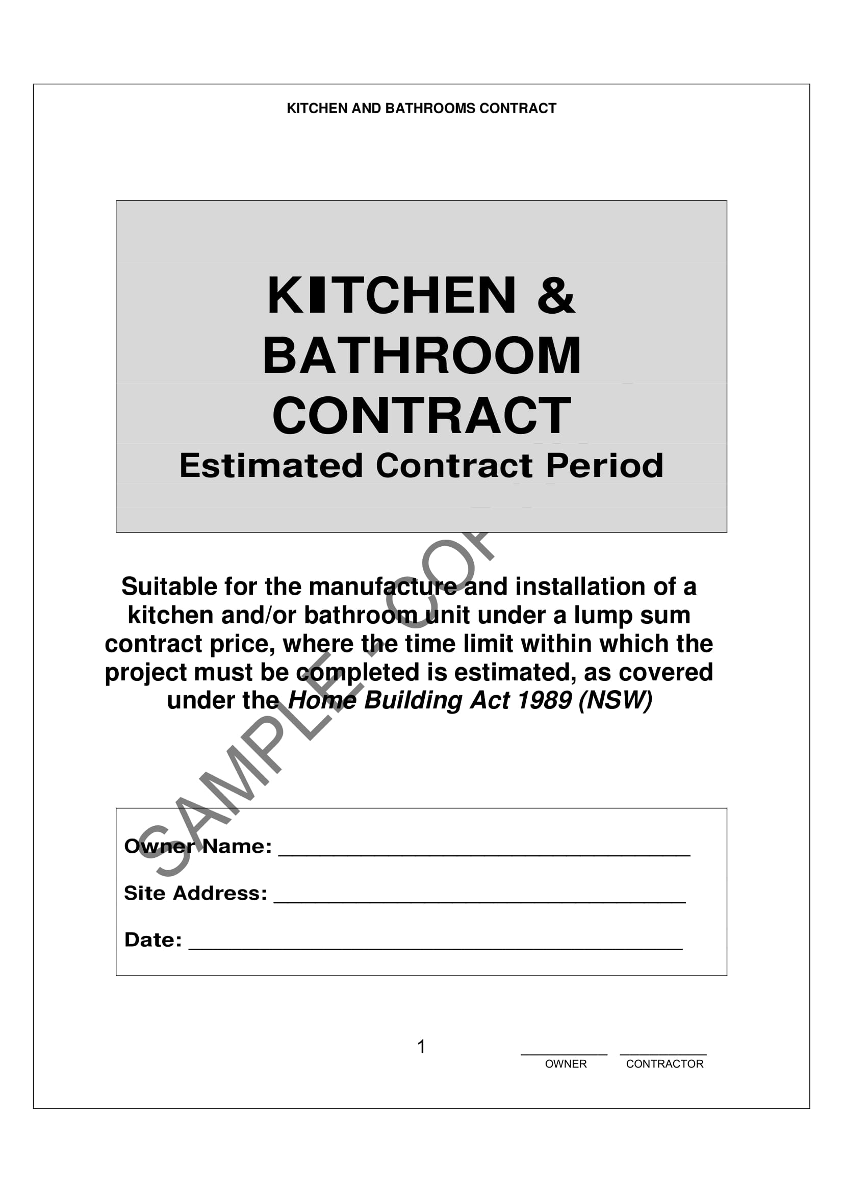 kitchen and bathroom renovation contract template example 1