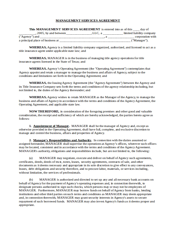 Business Manager Contract 9  Examples Format Pdf