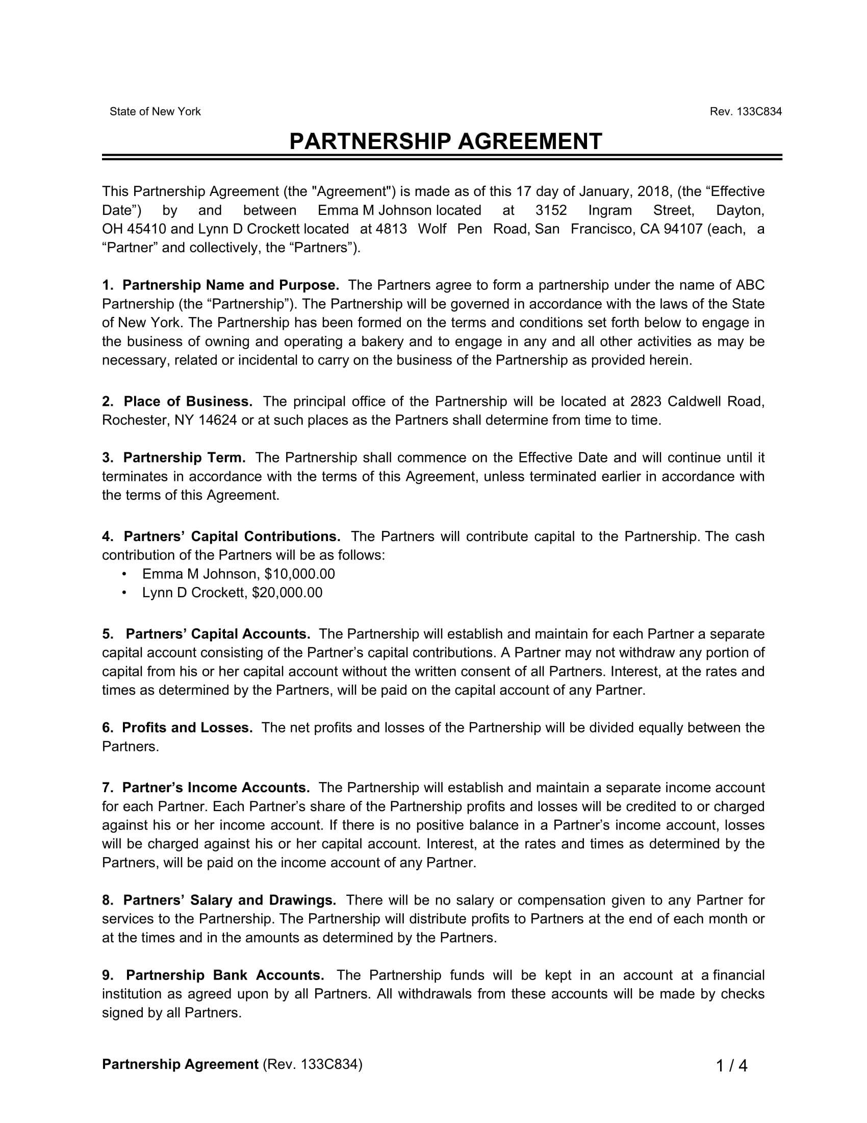 Multiple Partnership Agreement Template