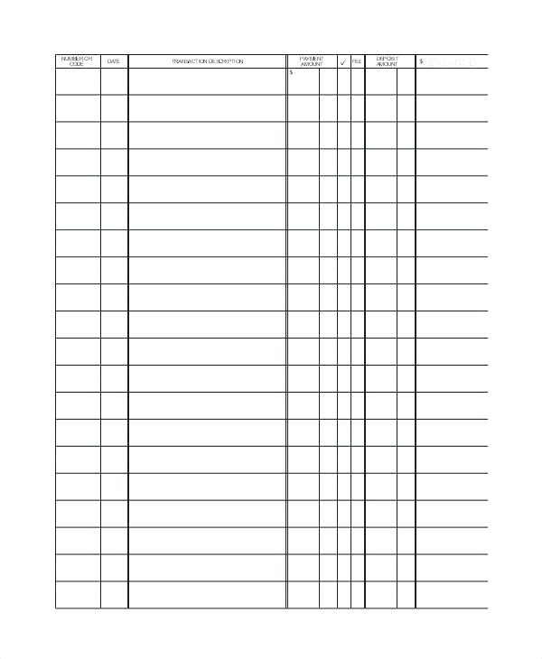 personal checkbook register template