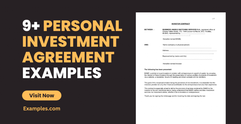 Personal Investment Agreement Examples