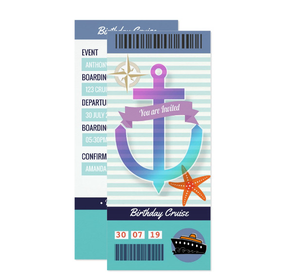 printable boat boarding pass invitation ticket example1