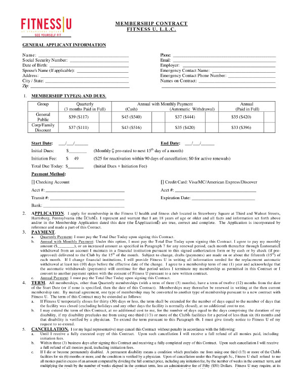 Gym Membership Template Gym Membership Template